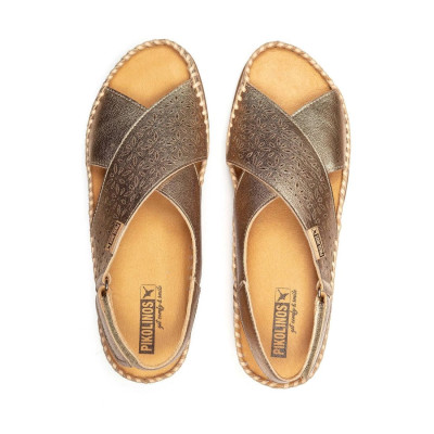 Sandalias Pikolinos mujer Cadaqués abierta con cuña oro - Pk0848cl