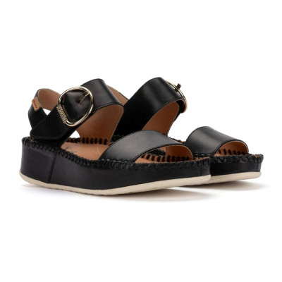 Sandalias de cuña Marina Pikolinos con velcro negras mujer - Pk0709n
