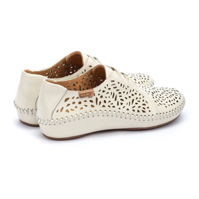 Zapatos blancos mujer Vallarta Pikolinos calados con elásticos - Pk6554783