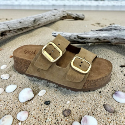 Sandalias Bio de Yokono plataforma con hebillas en piel - Yo003