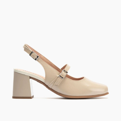 Zapatos de vestir Pitillos Mercedes con tacon cuadrado en negro - P11163