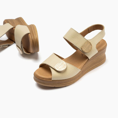 Sandalias con plataforma y velcros en piel Pitillos - P11054