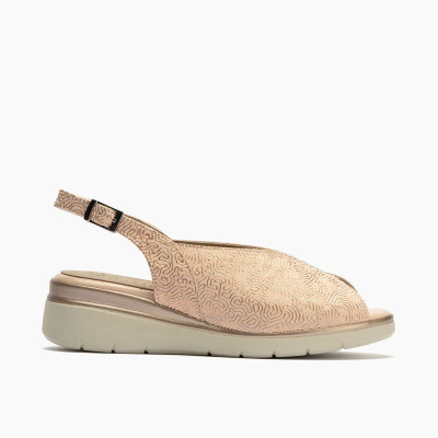 Sandalias ancho especial en piel nude para mujer - P11044
