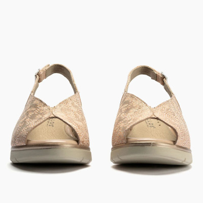 Sandalias ancho especial en piel nude para mujer - P11044