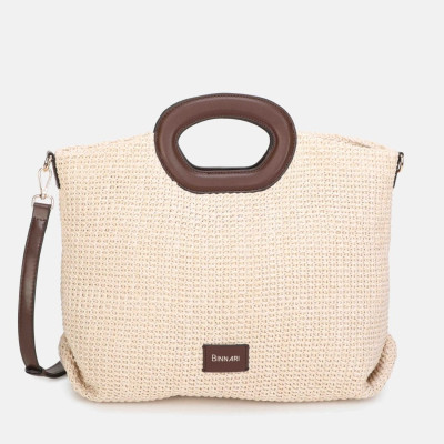 Bolso de mano grande Brisa en rafia cruda y beige mujer - Cnp20950