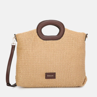Bolso de mano grande Brisa en rafia cruda y beige mujer - Cnp20950