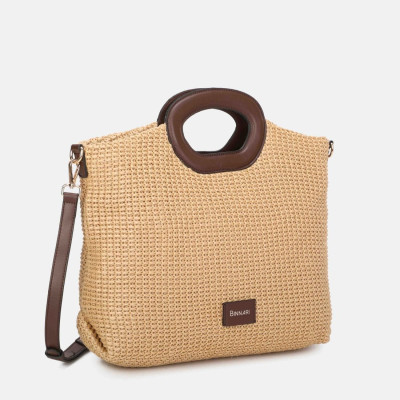 Bolso de mano grande Brisa en rafia cruda y beige mujer - Cnp20950