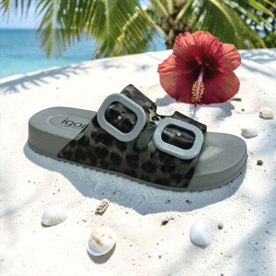 Chanclas leopardo verde anatómicas para mujer Igor - Ig10336v
