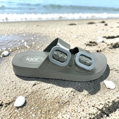 Igor chanclas Habana verde brillo anatómicas con hebillas - Ig10334v