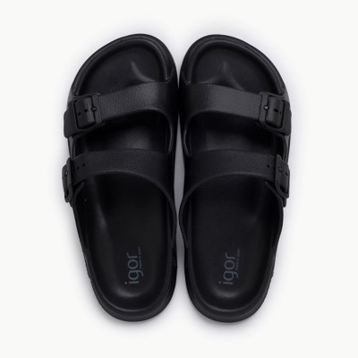 Chanclas de calidad estilo Bio Tritón en negro con hebillas - g10347n