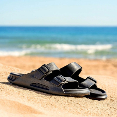 Chanclas de calidad estilo Bio Tritón en negro con hebillas - g10347n