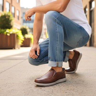 Zapatos mocasines ancho especial cuero G confort para hombre - Gc8951c