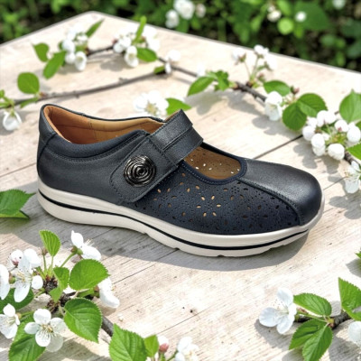 Zapatos horma ancha Mercedes G Comfort en azul para mujer - Gc823l