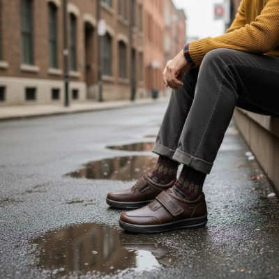 Zapatos de hombre anchos GComfort impermeables con velcro Gca952cs