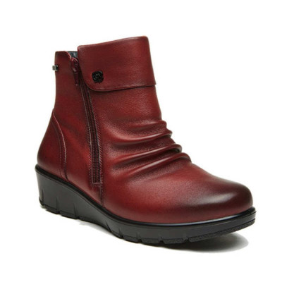 G Comfort botines horma ancho especial piel burdeos impermeables mujer -  Gc7985r
