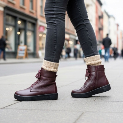 Botas cómodas impermeables con cordones G Comfort mujer burdeos - Gc9121r