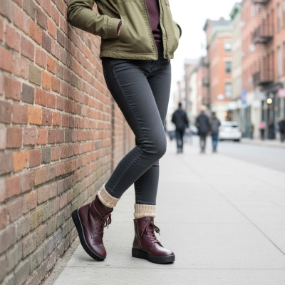 Botas cómodas impermeables con cordones G Comfort mujer burdeos - Gc9121r