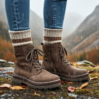 Botas tipo militar horma ancha impermeables G Comfort mujer marrón - Gcp1217bs