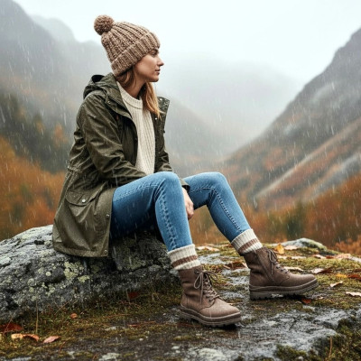Botas tipo militar horma ancha impermeables G Comfort mujer marrón - Gcp1217bs