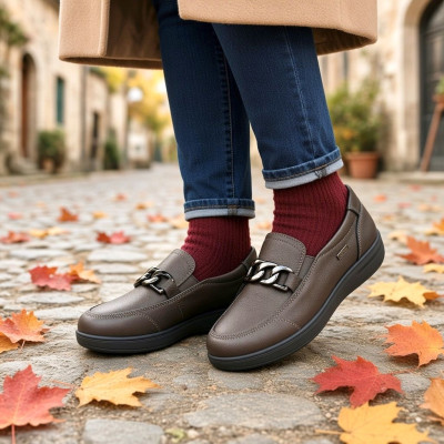 Zapato mocasín ancho especial impermeables G Comfort piel para mujer - Gc6503z