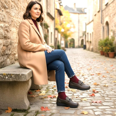 Zapato mocasín ancho especial impermeables G Comfort piel para mujer - Gc6503z