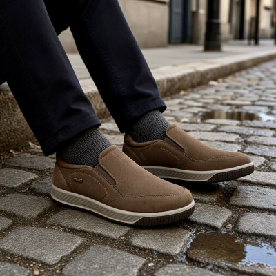 Zapatos mocasines nobuck marrón G Comfort ancho especial hombre - Gca951cf