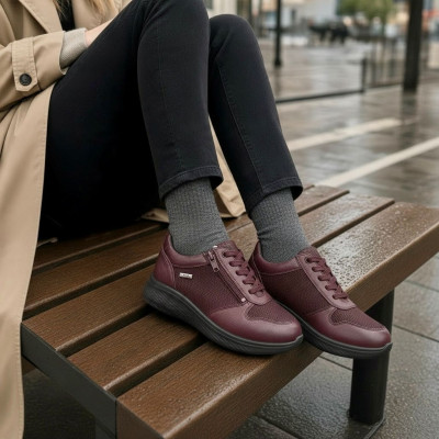 Zapatos deportivos burdeos ancho especial G Comfort con cremalleras - Gcp819rf