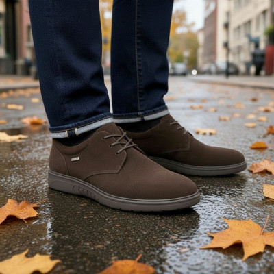 Zapatos horma ancha para vestir piel nobuk G Comfort Impermeables hombre - Gc1824bv
