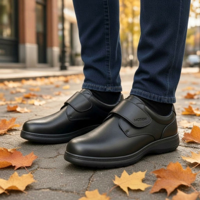Notton zapato velcro ancho especial hombre en negro - N0103