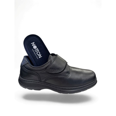 Notton zapato velcro ancho especial hombre en negro - N0103
