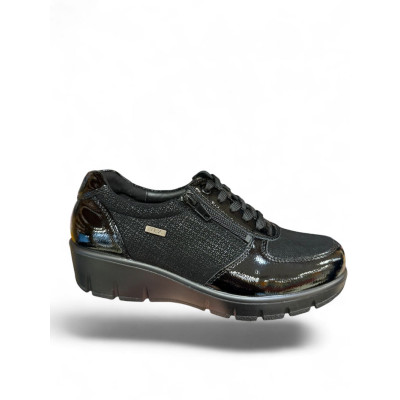 G Comfort zapatos con cremallera ancho especial en charol negro - Gc7992sm