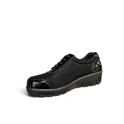 G Comfort zapatos con cremallera ancho especial en charol negro - Gc7992sm