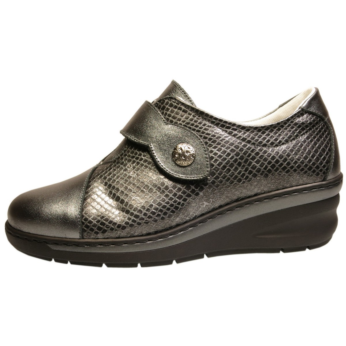 Zapato ancho especial con velcro mujer, gris Notton N2406