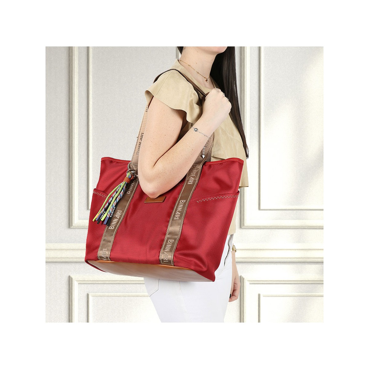 Bolso Binnari Tejido Shopper Amaranta mujer rojo Cnp19020