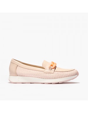 Pitillos zapato mocasín mujer adorno beige y nude 5134