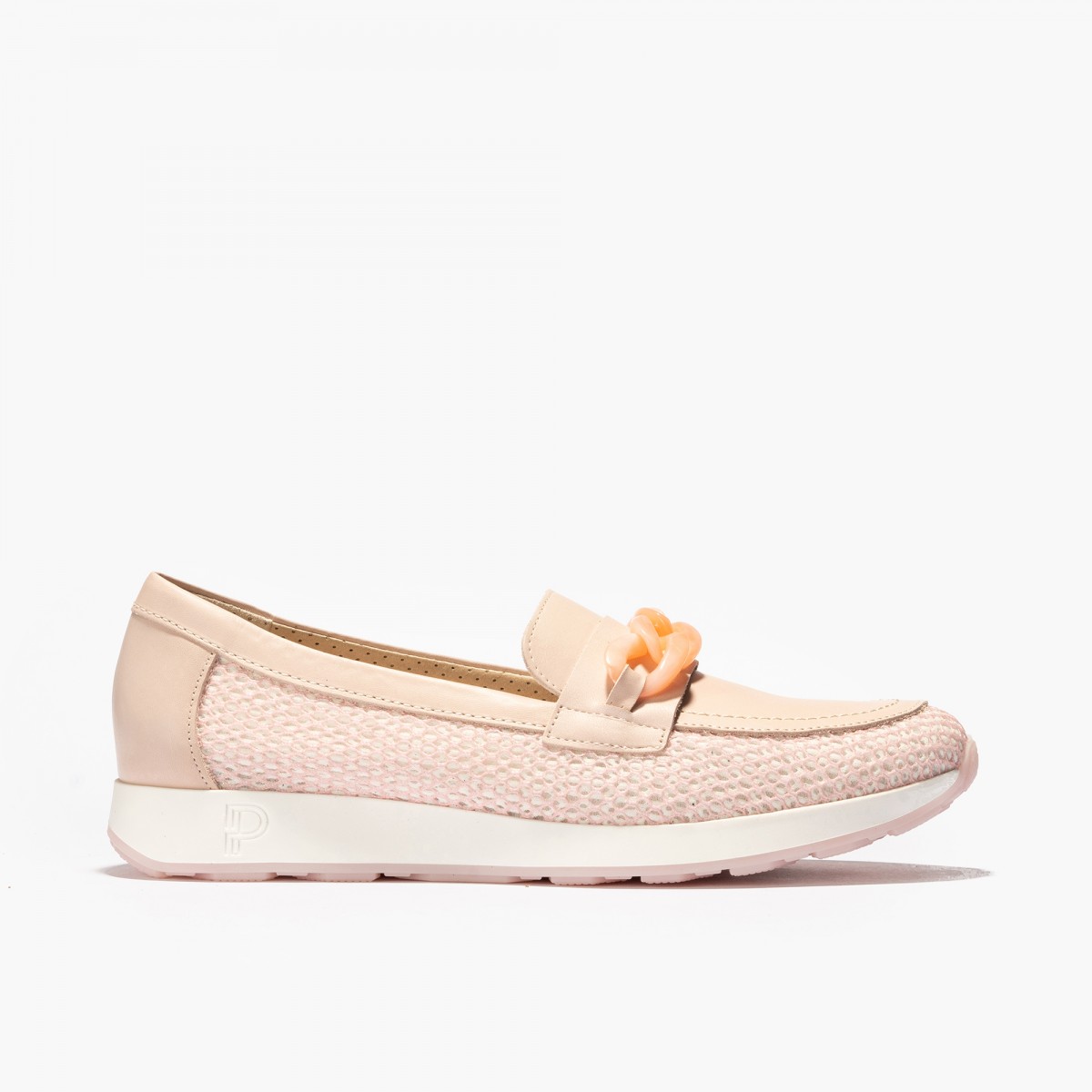 Pitillos zapato mocasín mujer adorno beige y nude 5134