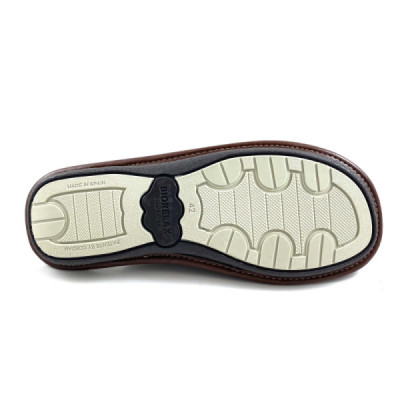 Zapatilla de casa Biorelax hombre con acolchado marrón y marino Bio1425