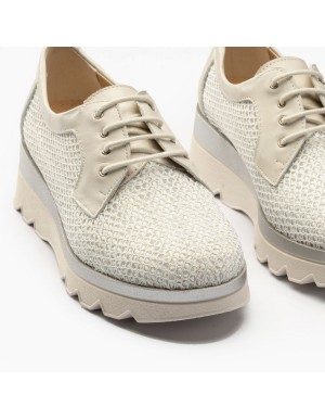 Pitillos zapato cordones ingles primavera rafia Durian blanco 5112