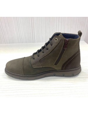 Bota de piel Notton para hombre cordón y cremallera - N2813