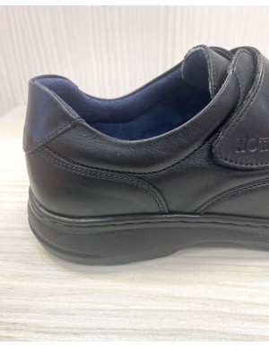 Notton zapato velcro ancho especial hombre en negro N0103