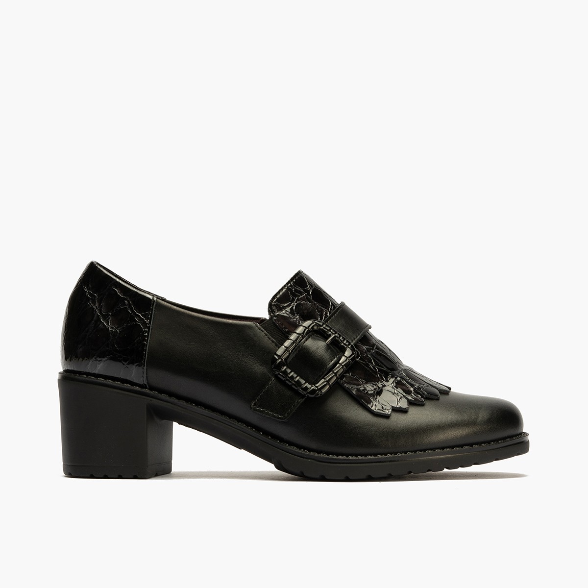 Pitillos zapato abotinado tacón mujer negro P5332