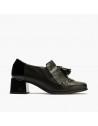 Pitillos zapato mocasín con tacón ancho de mujer negro 5413