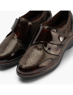 Pitillos zapato velcro mujer marrón y negro P5311