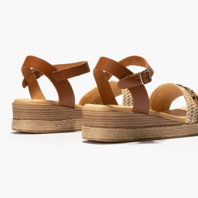 Sandalia cuña baja Pitillos mujer trenzado natural - P5222